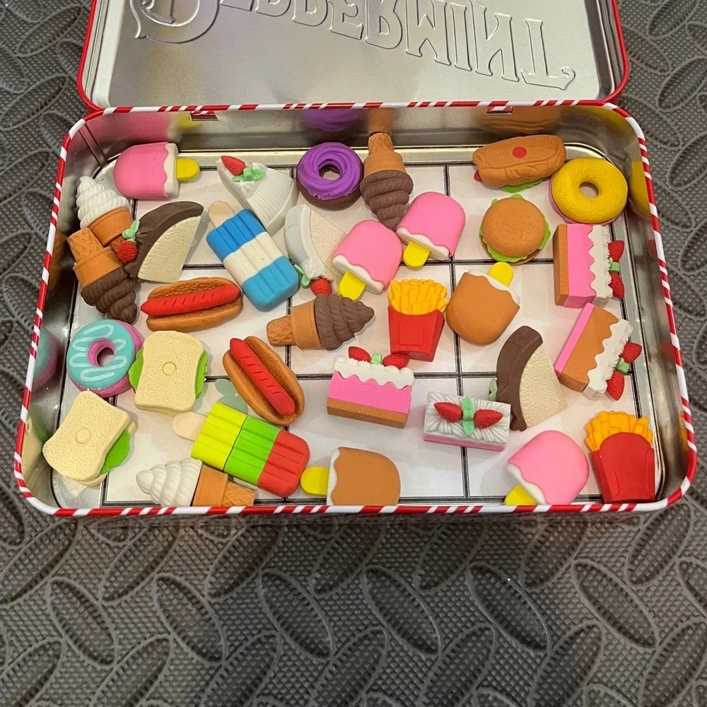 Food Eraser Lot Unisex OS Multicolor Dessert Fast Food Miniature Tin Craft